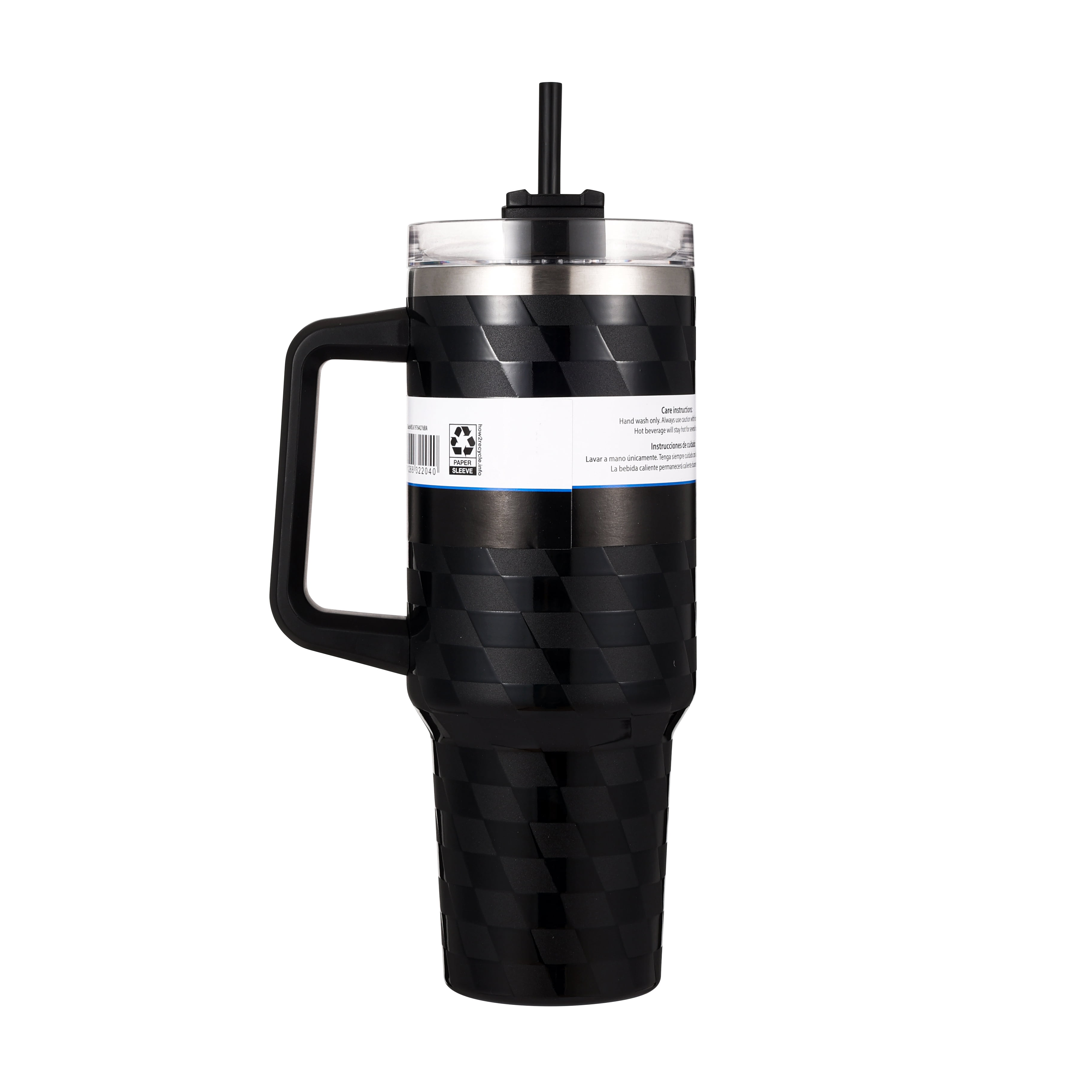 Mainstays 40oz Black Diamond Pattern Tumbler Stainless Steel Double Wall