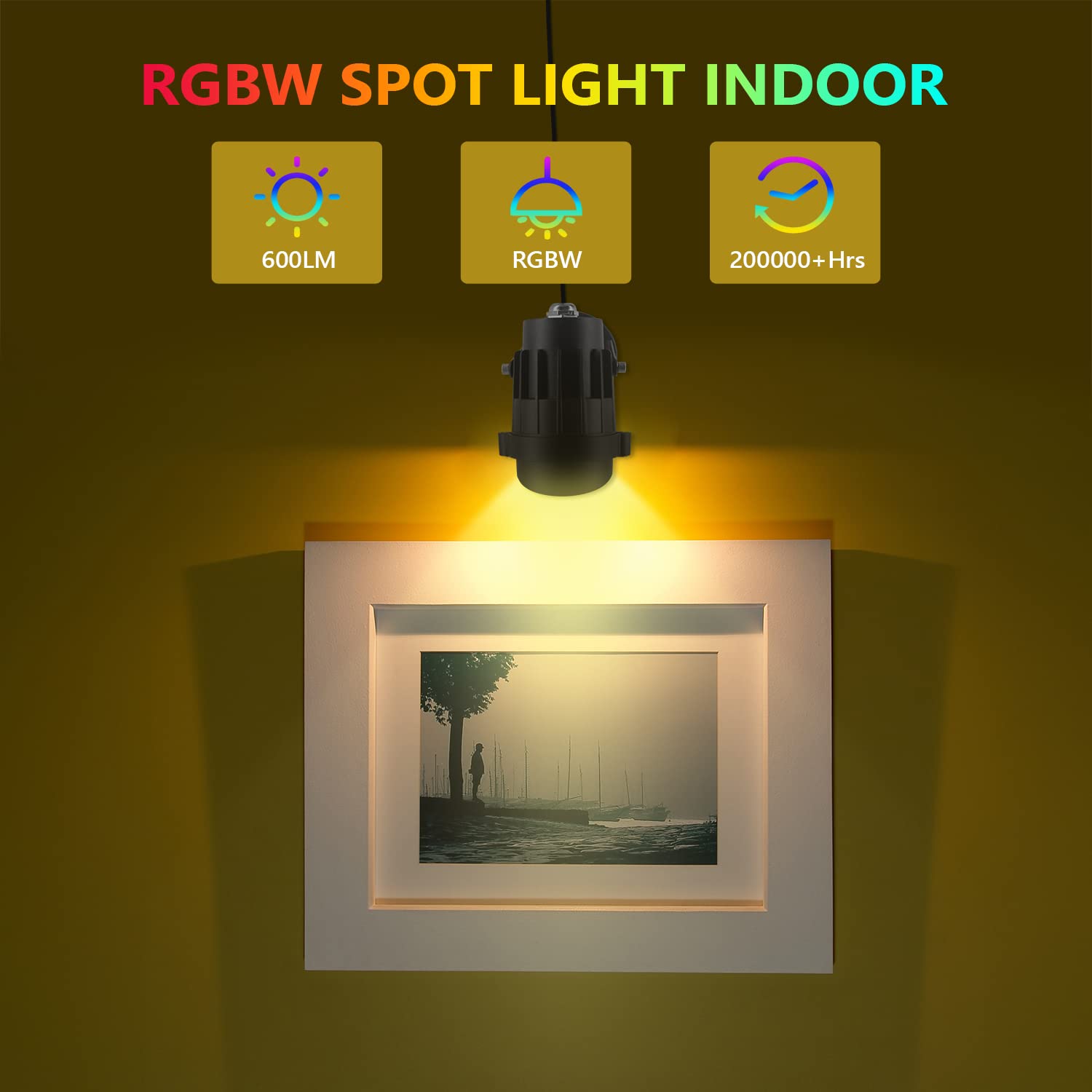 2 Pack Led Spot Lights Indoor Christmas 12W RGBW Uplighting Indoor 120V 16 Color Changing Floor Spotlight Can Light with Remote Up Lights Accent Lighting Foot Switch & 6 FT Plug Cord