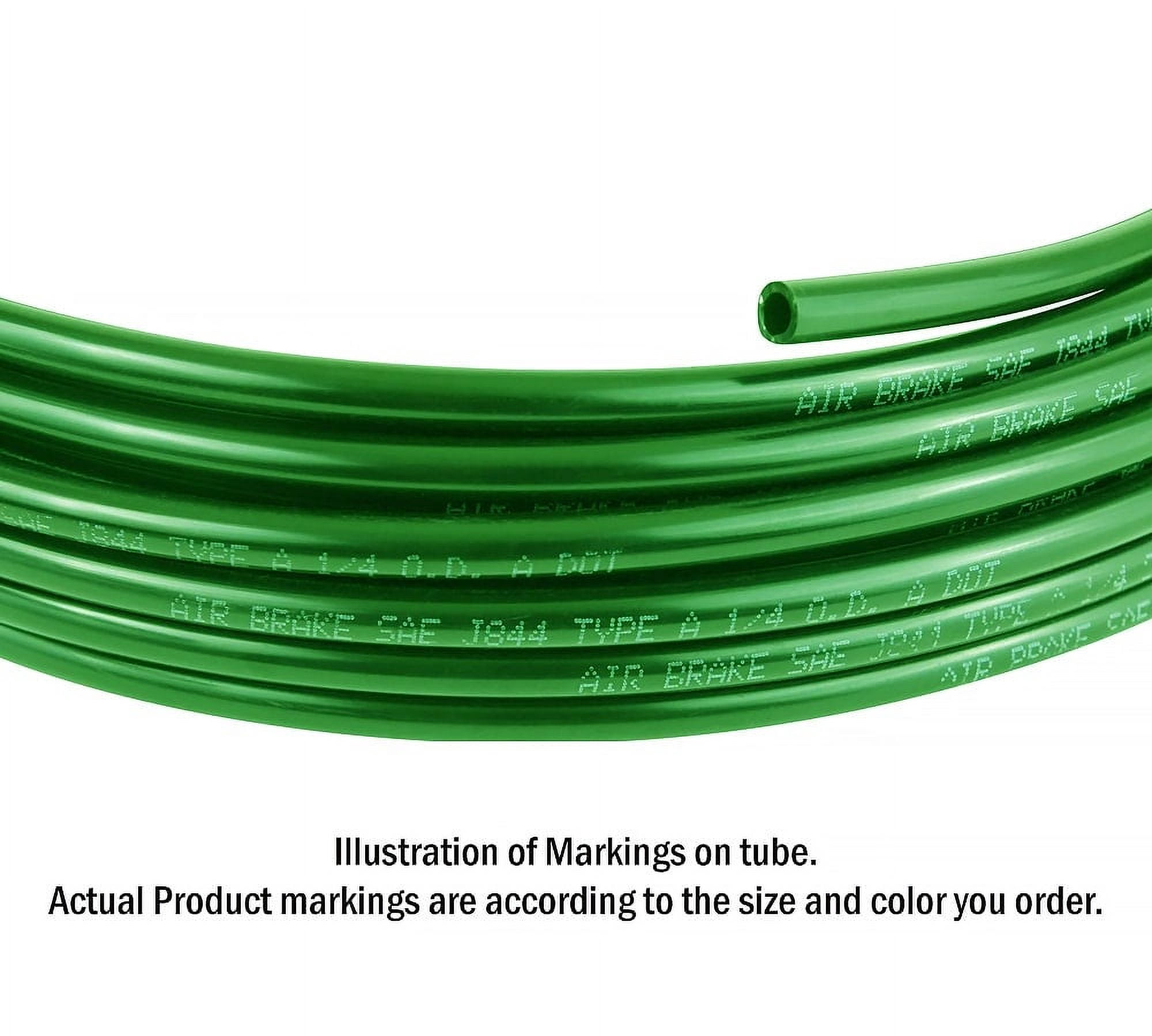 5/8" OD x 100' Green SAE J844 Nylon Air Brake Tubing DOT Compliant | Pneumatic Nylon Air Line Hose for Air Brake System