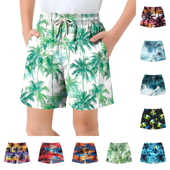 Asxite Toddler Boys Pants Print Drawstring Elastic Waist Pocket Swim Casual Loose Breathable Sweatpants 2-12Y