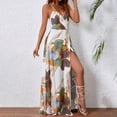 thumbnail image 6 of Aellinatey Women's long dress, Bohemian chiffon floral print V-neck long dress, 6 of 12
