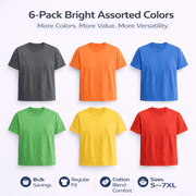 BILLIONHATS Men’s Cotton T-Shirt 6 Pack, Big Tall Short Sleeve Lightweight Tees for Men, Packs of Bulk T-Shirts (6X-Large)