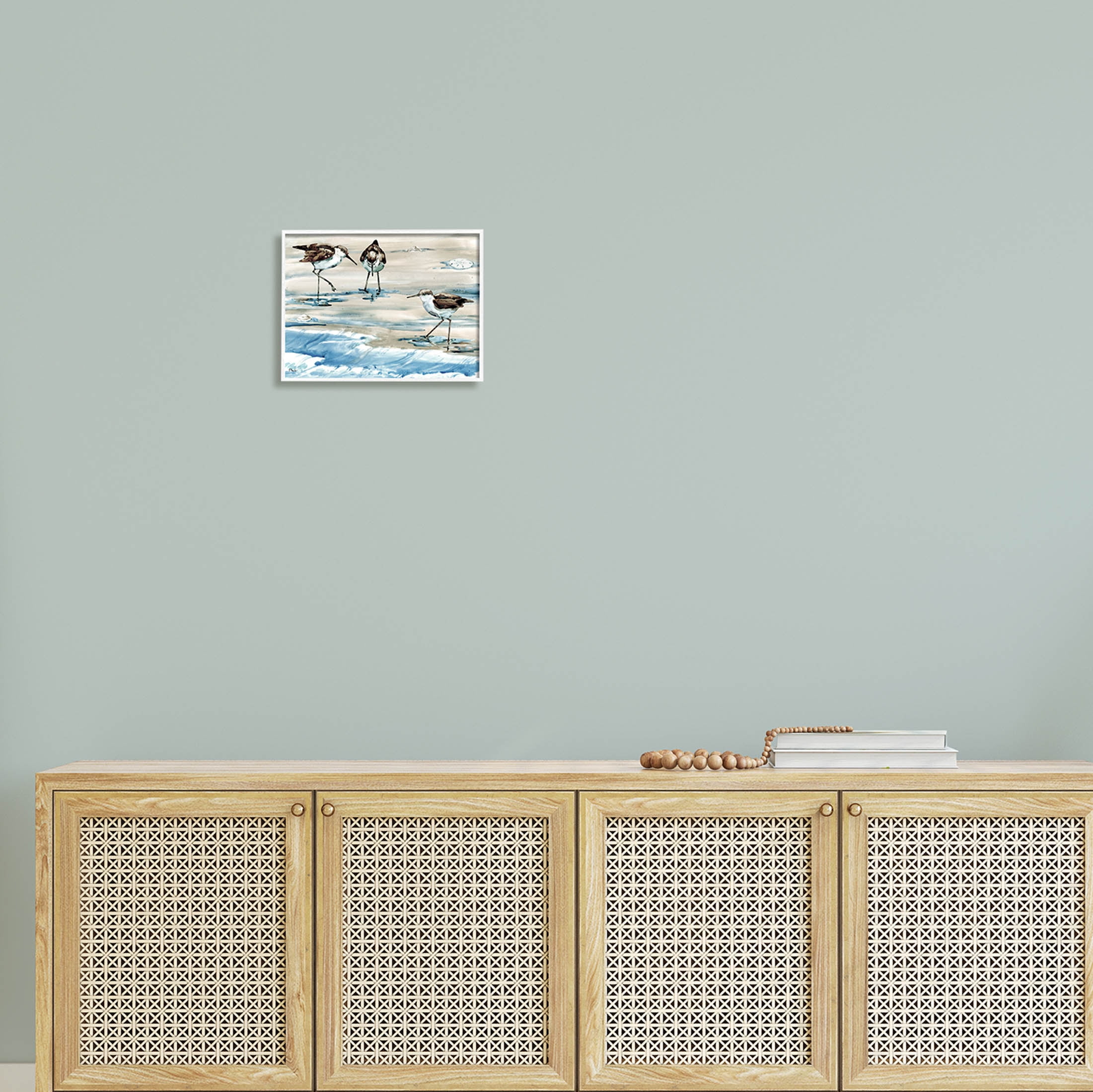 Stupell Industries Rockhampton Sandpipers Ocean Waves Painting White Framed Art Print Wall Art, Design by Paul Brent