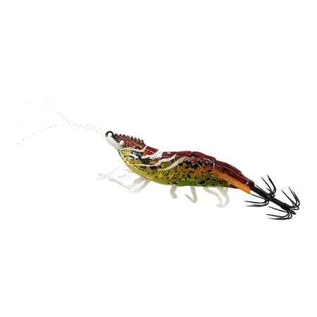 Wofarmy Glow In The Dark Slow Sinking Wood Shrimp Hook with Rattles Soft Leg Squid Hook Dark Brown 80mm