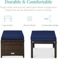 thumbnail image 3 of YANG2  Set of 2 Wicker Ottomans, Multipurpose Outdoor Furniture for Patio, Backyard, Additional Seating, Footrest, Side Table w/Removable Cushions, Steel Frame - Navy/Brown, 3 of 8