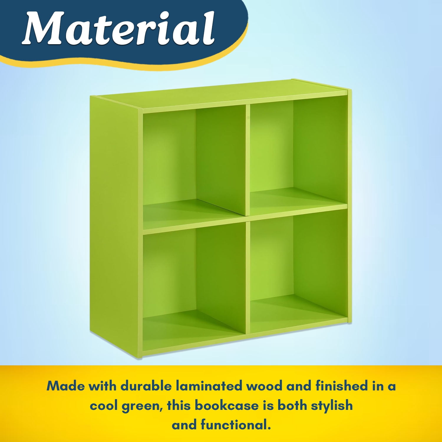 Kings Brand Furniture - 4 Cube Storage Organizer Book Shelf, Toy Storage Organizer for Playroom, Bedroom, Nursery School, Green