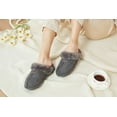 thumbnail image 3 of CLPP'LI Womens Slip on Faux Fur Warm Winter Mules Fluffy Suede Comfy Slippers - Grey - 7, 3 of 5