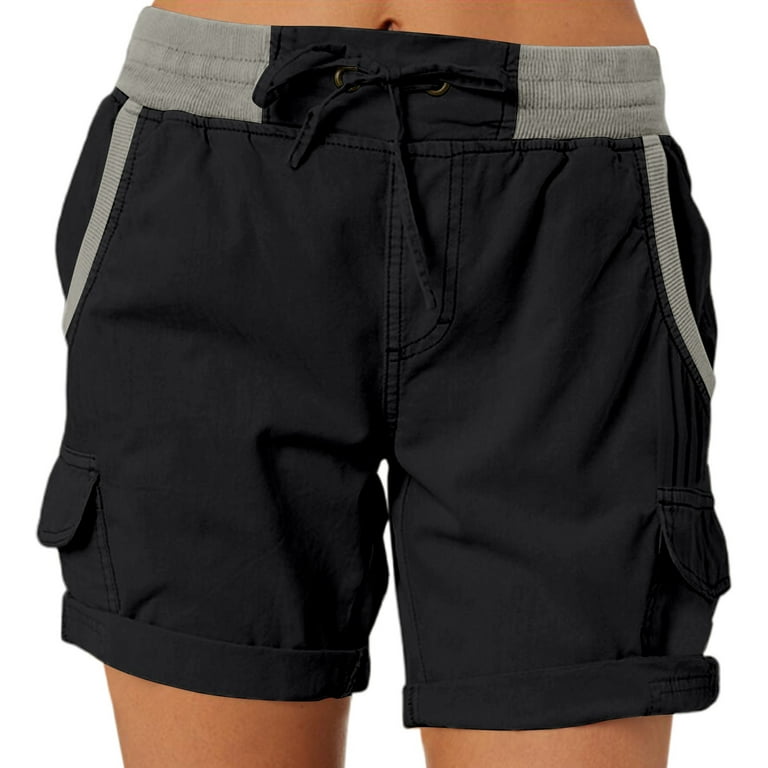 Cotton Shorts Black Khaki Shorts Women Women's Slim-Fit Cotton Shorts Black
