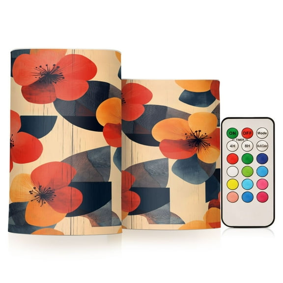 Yayeee Flameless Candles with Remote Flickering Battery Operated Multi Color Changing, Flowers Pattern