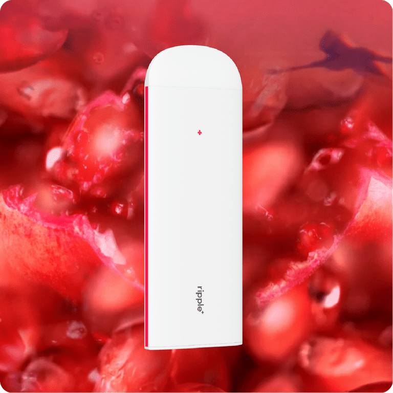 ripple⁺ Pomegranate 0% Nicotine Diffuser, Maca & Green Tea Extracts, 1,000 Puffs