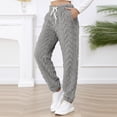 thumbnail image 2 of Women's Fuzzy Fleece Jogger Sweatpants Comfy Stretch High Waisted Workout Yoga Track Pants Casual Loose Drawstring Lounge Pajamas Trousers, 2 of 7