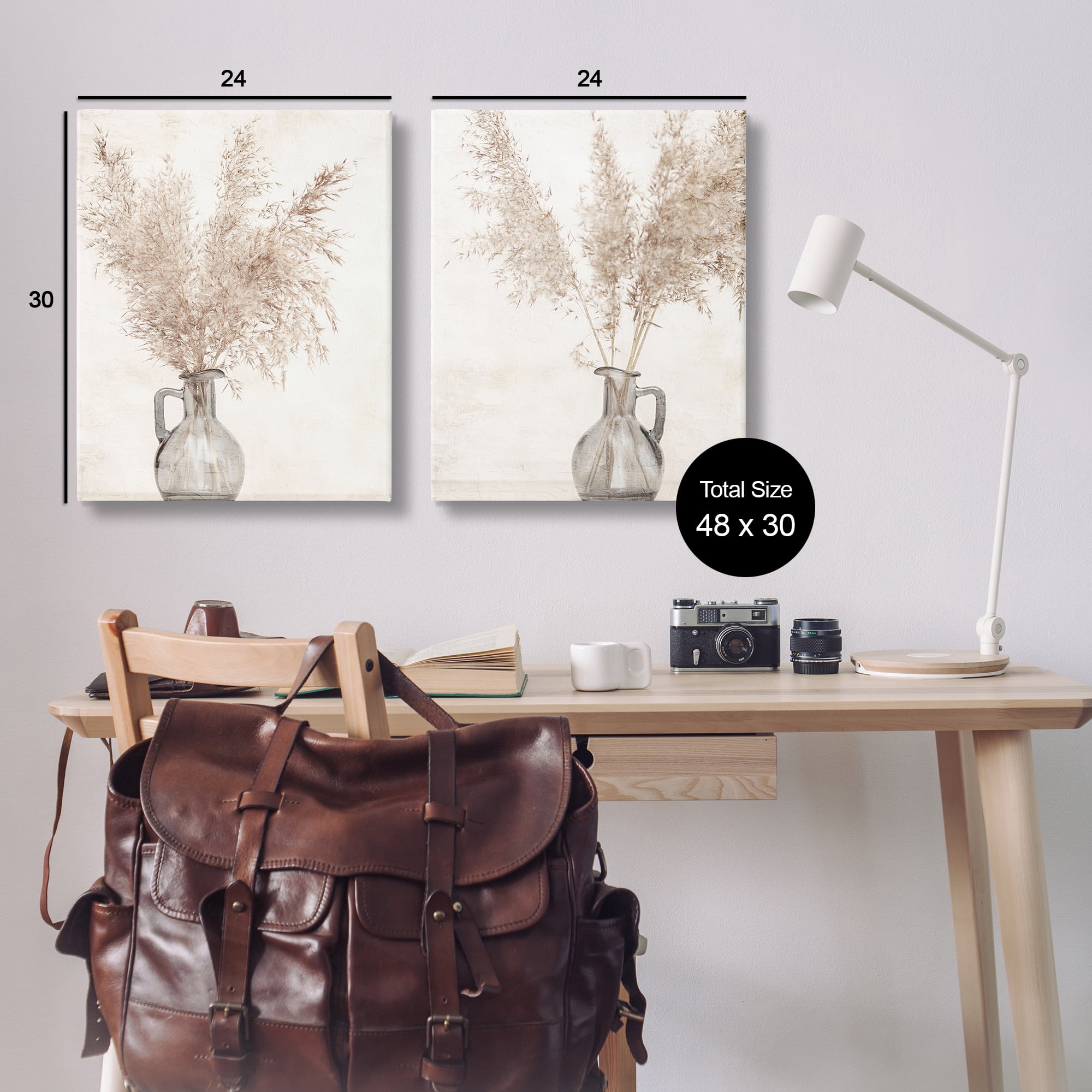Stupell Industries Wild Pampas Stalks Vase Plants & Flowers Photography Wrapped Canvas Art Print Wall Art, 24 x 30, Set of 2