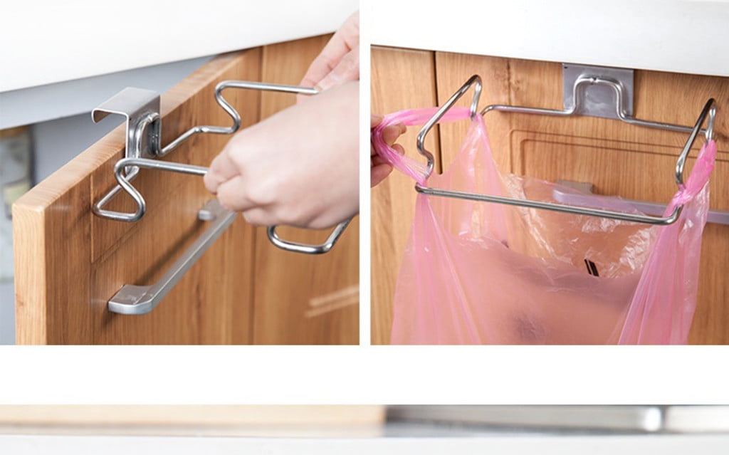 Garbage Bag Holder Over The Door Hanging Mounted Under Sink