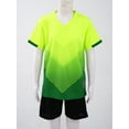 thumbnail image 2 of TSSOE Boys Short Sleeve T-Shirt and Shorts Set Kids Football Basketball Suit Running Workout Clothes Fluorescent Green XXS, 2 of 7
