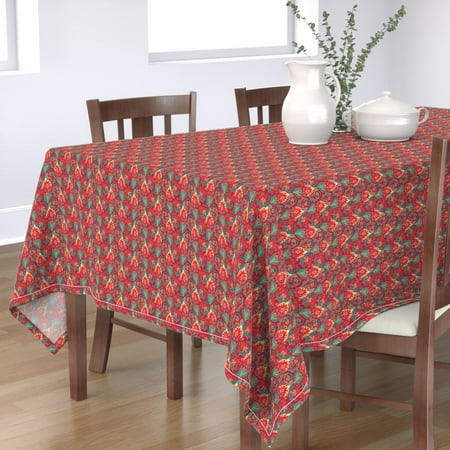 

Cotton Sateen Tablecloth 70 Square - Red Ornament Paisley Pattern Ornamental Oriental Print Custom Table Linens by Spoonflower