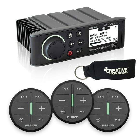Fusion MS-RA70NSX Marine Entertainment System With Three Wireless Remotes For Three Zones - Black