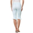 thumbnail image 3 of Gingham Pants for Women Low Waist 3/4 Knee Length Cropped Capri Leggings L Blue, 3 of 6