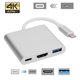 thumbnail image 4 of Adaptador convertidor tipo C a HDMI 3 en 1 portátil multifuncional con carcasa metálica (plata), 4 of 10