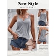 thumbnail image 7 of Xuanfei Women V Neck Solid Color Double Shouler Strap Sleeveless Tank Top, 7 of 7
