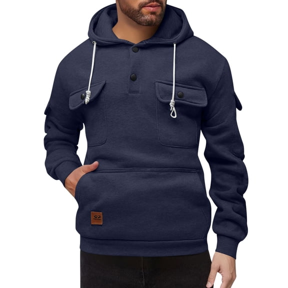 Kctiaxy Men Hoodies Casual Fleece Hoodies PulLover Sweatshirts for Women Men Long Sleeve Solid Color Tops with Pockets
