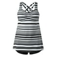 thumbnail image 6 of Jacenvly Women'S Plus Size Two Piece Clearance New Style Sleeveless Swimsuits Color Block V-Neck Surfing Swimwear Soft Women Two Piece Suits Floral Print Tank Tops with Boyshorts Swimming Suits White, 6 of 10