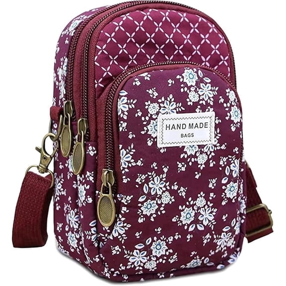 KXF Small Crossbody Bag for Women Floral Cell Phone Purse Wallet Mini Shoulder Handbag Ladies Canvas Coin Pouch