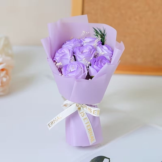 1 unidad, mini ramo de rosas, ramo de jabón de rosas for el Día de San Valentín lleno de flores secas de gypsophila como regalo for tu novia