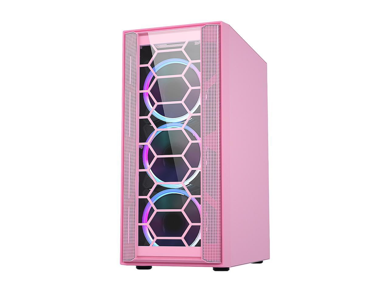DIYPC Rainbow-Flash-F4-P Pink USB 3.0 ATX Mid Tower PC Case