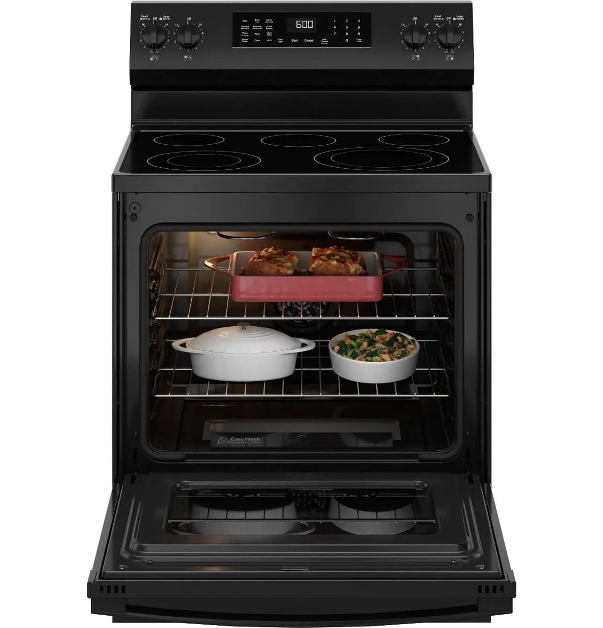 GE 30 Inch Free Standing Radiant Range 5 Element Steam Clean Single Oven GRF600AVBB