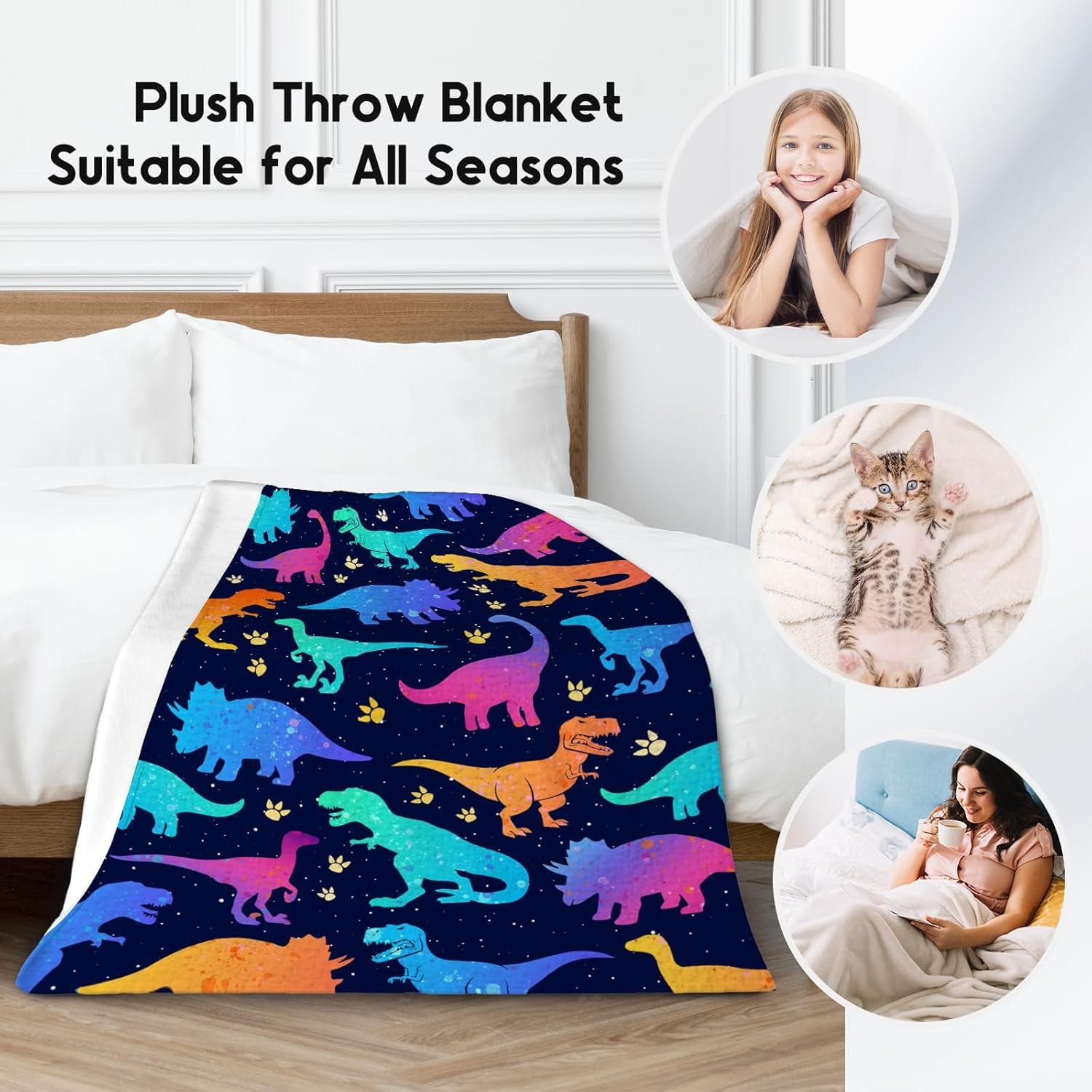 Dinosaur Blanket for Boys Girls, Dinosaur Gifts for Boys, 60"x80" Toddler Blankets for Boys, Kids Throw Blanket for Bed Living Room, Soft Fuzzy Cozy Throw Blanket Dinosaur Room Decor