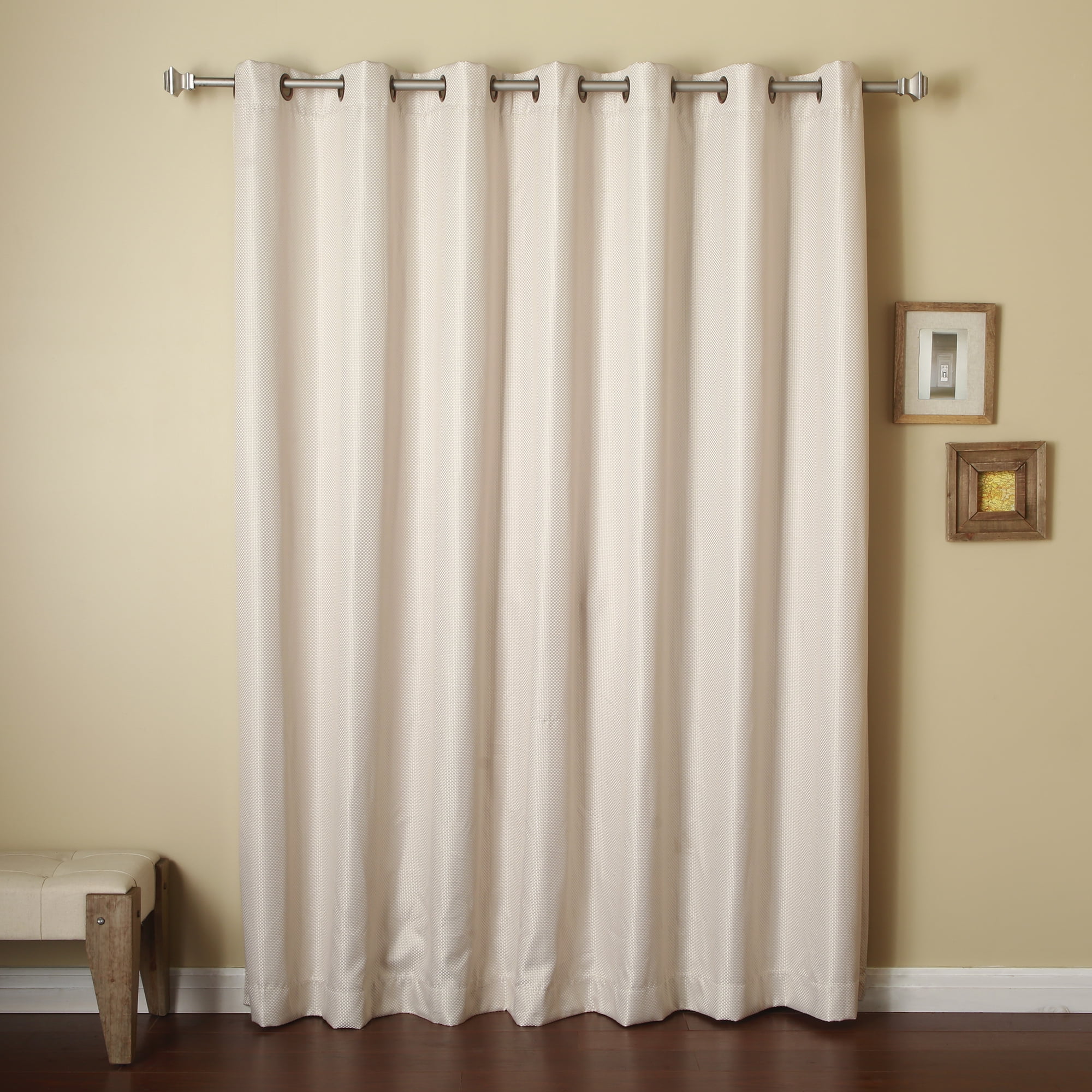 Wide Width Basketweave Linen Look Room Darkening Grommet Curtain Single