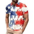 thumbnail image 3 of UVEASISHA Patriotic Polos Shirts for Men Mesh Short Sleeve 4th of July Golf Shirt Distressed American Flag Print Collared T-Shirts Big and Tall Athletic Workout Shirts Pink L, 3 of 6