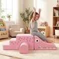 thumbnail image 2 of Costway 3 PCS Soft Velvet Toddler Climbing Toys Crocodile-Themed Foam Climbing Blocks Pink, 2 of 10