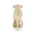 thumbnail image 2 of BLISSFUL STEP Women Zipper Ankle Strap Stiletto Heel Sandals Beige 8, 2 of 7