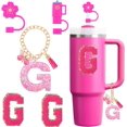 thumbnail image 1 of xianyou-Cup Accessories Set for Stanley Cup 30oz 40oz tumbler with handle, Including Silicone Straw Topper Cover Cap, Handle Charm, Initials Sticker Fuchsia (G), 1 of 4