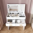 thumbnail image 2 of Leumius Makeup Vanity Desk with Mirror and Lights,Flip Top Dressing Table with 2 Drawers & Adjustable 3 Color Lighting Brightness for Bedroom Storage Cabinet,White, 2 of 10