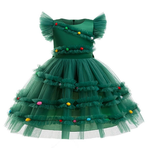 Afdoent Girls Dresses Child Xmas Girls Dress Party Dance Kids Christmas Pageant Gown Girls Dress 3-4 Years