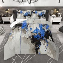 Manfei Chic Blue Artwork Bedding Comforter Set for Adult, Watercolor Abstract Twin Comforter Sets, Vintage Oil Printing Reversible Bedding Set, Luxury Bedroom Decor, 2 Pieces