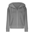 thumbnail image 4 of felwors Zip Up Cardigan Sweater for Women Cable Knit Hoodie Long Sleeve Jacket Oversized Outwear Drawstring Sweatshirts Grey, S, 4 of 6