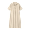 thumbnail image 6 of Women's Shirt Dresses Collared Short Sleeve Maxi Dress Breathable Relaxed Fit Vacation Resort Summer Dress Beige M, 6 of 6