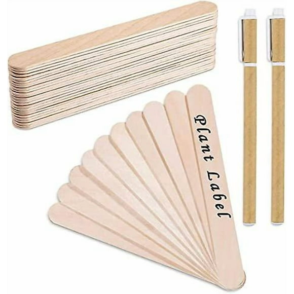 200 Pcs Wooden Plant Tags Garden Plant Stakes Plant Labels 15x1.7cm , Large Natural Wooden Sticks Flat Wooden Craft Sticks