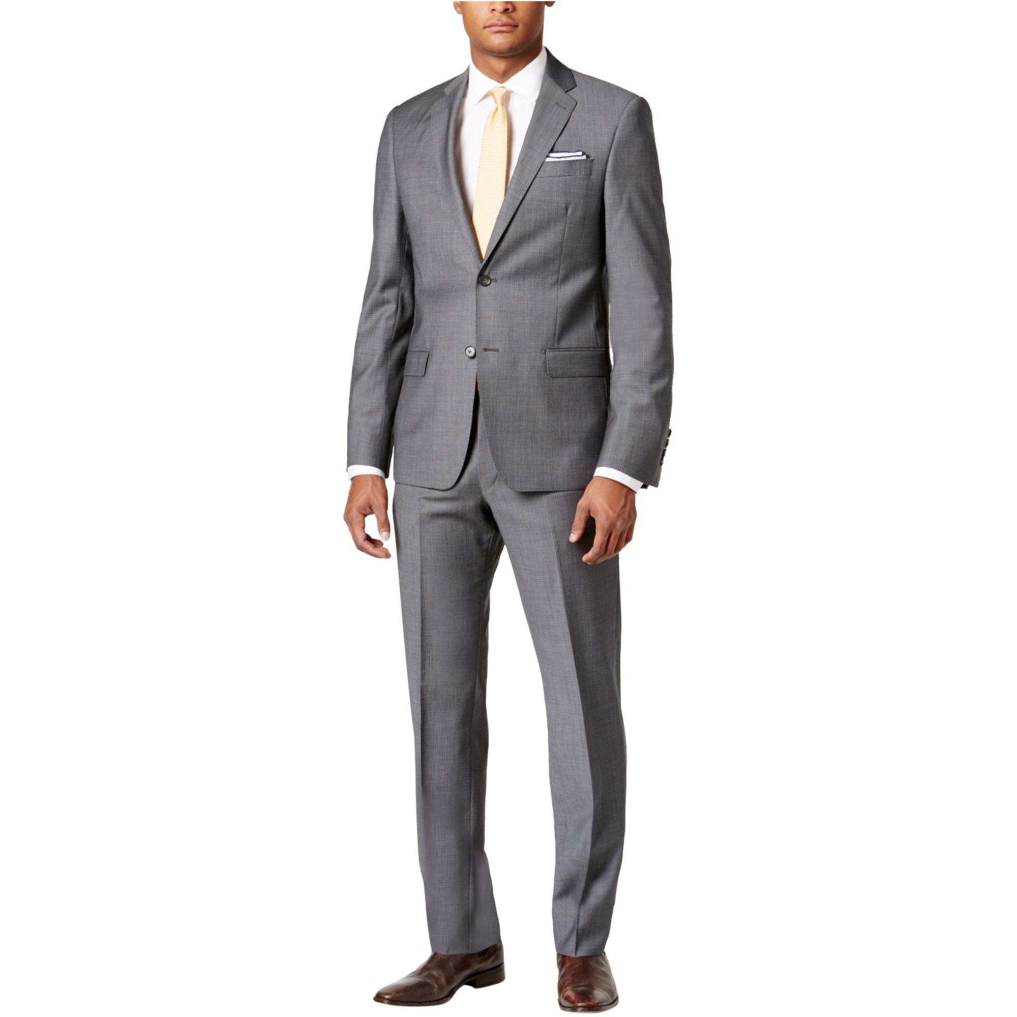 Calvin Klein - Brandclub - Calvin Klein Men's Slim Fit Non-Iron Herringbone  Dress Shirt