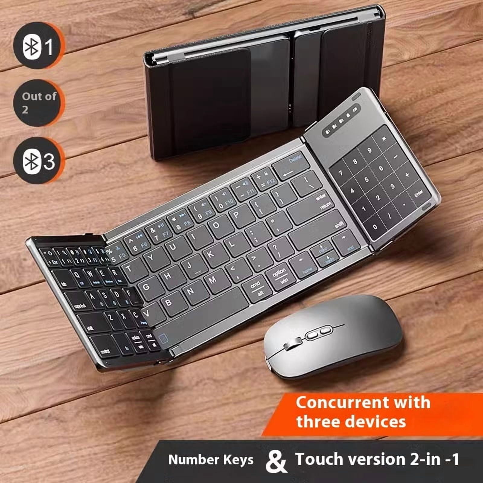foldable touchpad Keyboard Folding Bluetooth keyboard with  Wireless keyboard and mouse number portable keyboard phone touch pa