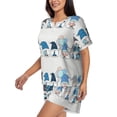 thumbnail image 2 of Wukai Snow Gnome for Winter Women's Pajama Set,Short-Sleeve Top and Shorts with Elastic Waistband and Pockets for Loungewear, Yoga, and Casual Wear-, 2 of 8