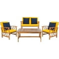 thumbnail image 3 of SAFAVIEH Outdoor Collection Fontana 4-Piece Patio Set Natural/Yellow, 3 of 9