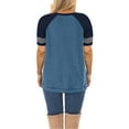 thumbnail image 2 of LANREMON women Plus Size T shirts summer tops for Women Short Sleeve Color Block Loose T Shirts Casual Crew Neck Striped Blue Blouse Tee Size 18 Plus, 2 of 5