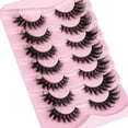 thumbnail image 3 of Faux Mink Lashes Fluffy Cat Eye Natural Look False Eyelashes Volume Wispy Fox Eye Crossed 17MM Thick Fake Lashes Look Like Eyelash Extensions Pestañas 7 Pairs Pack, 3 of 7