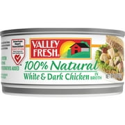 VALLEY FRESH 100% Natural* White & Dark Chicken in Water, Shelf Stable Canned meat, 10 oz Steel Can