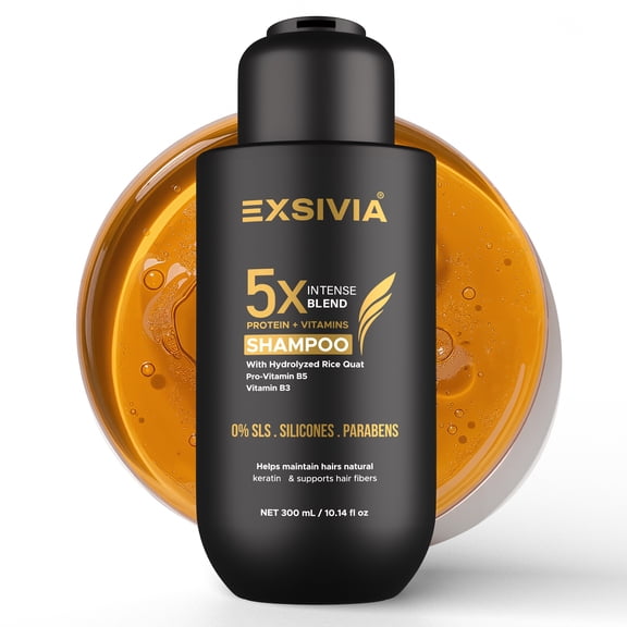 Exsivia Advanced Protein Complex Volumizing & Strengthening Shampoo, Sulfate-Free, Reduces Breakage, Adds Volume, Shine & Hydration for Damaged Looking Hair, All Hair Types