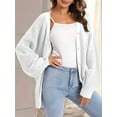 thumbnail image 4 of Cardigan Sweaters for Women Button-Down Long Sleeve Oversized Knit Outerwear White M, 4 of 6